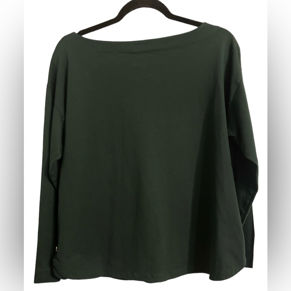 Ralph Lauren Dark Green Boatneck Long-Sleeve Top with Side Buttons - Picture 6 of 8
